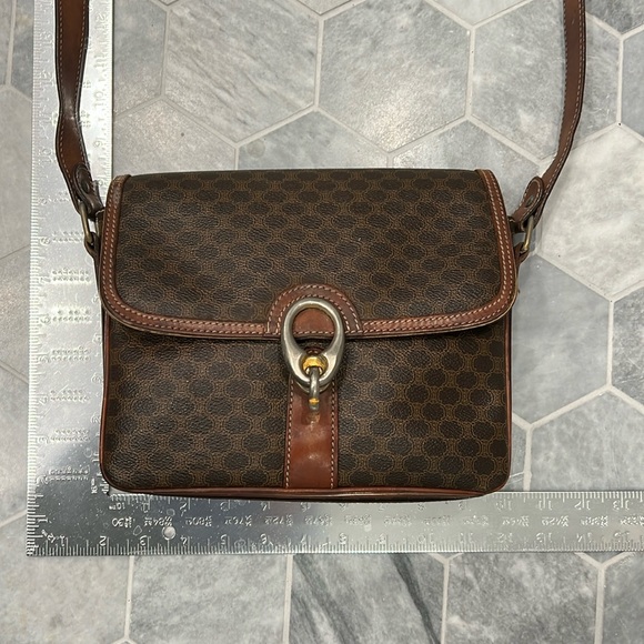 CELINE Macadam Vintage Coated Canvas Shoulder Crossbody Bag Brown PVC - Picture 17 of 17